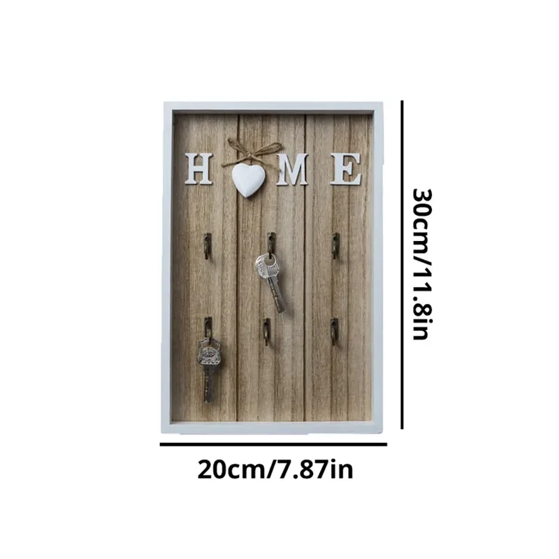 Wooden Metal Key Hook Board, Home Wall Decoration, Living Room Entrance Storage Rack