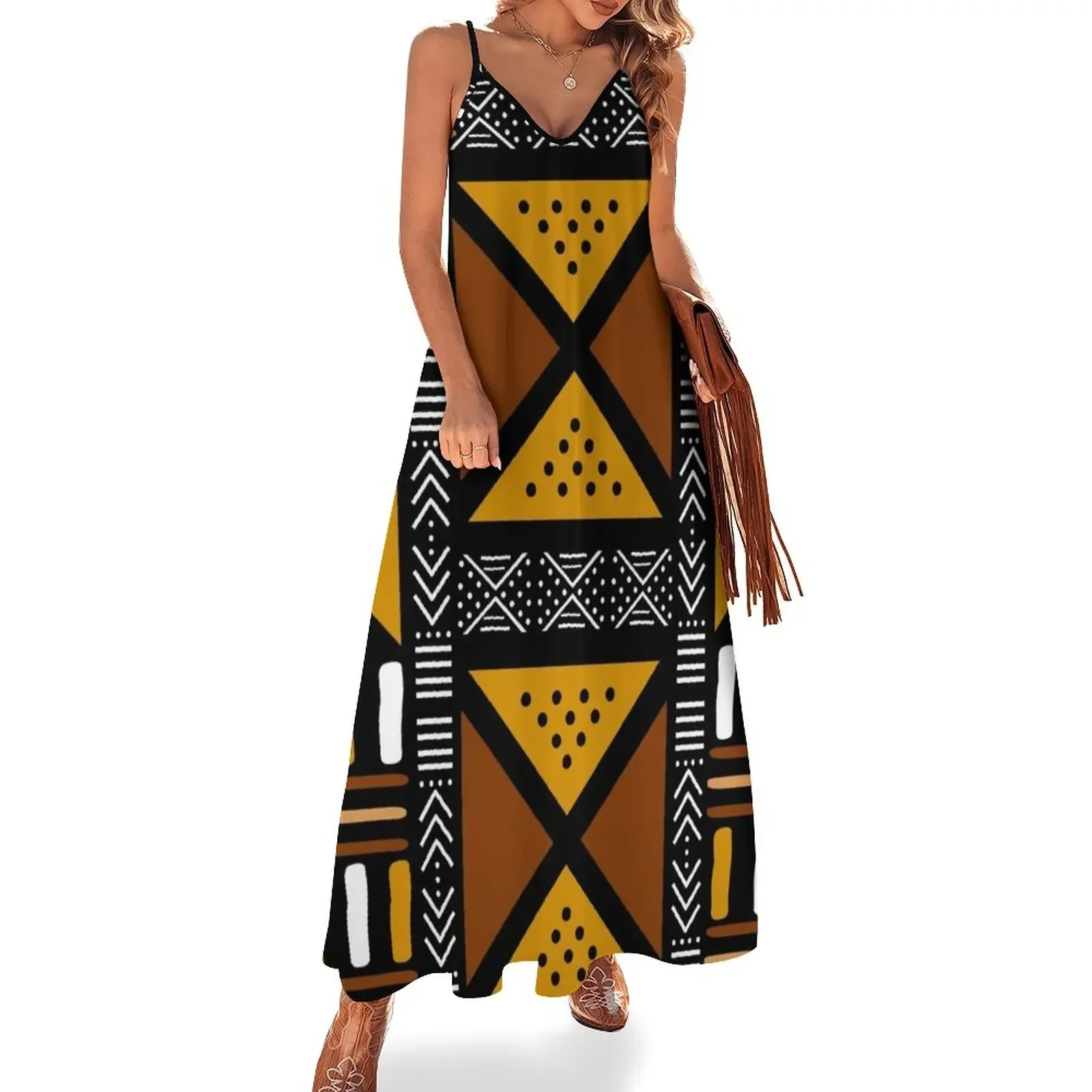 

African Bogolan Mud Cloth Sleeveless Dress luxury evening dresses for women 2025 Women's skirt Dress
