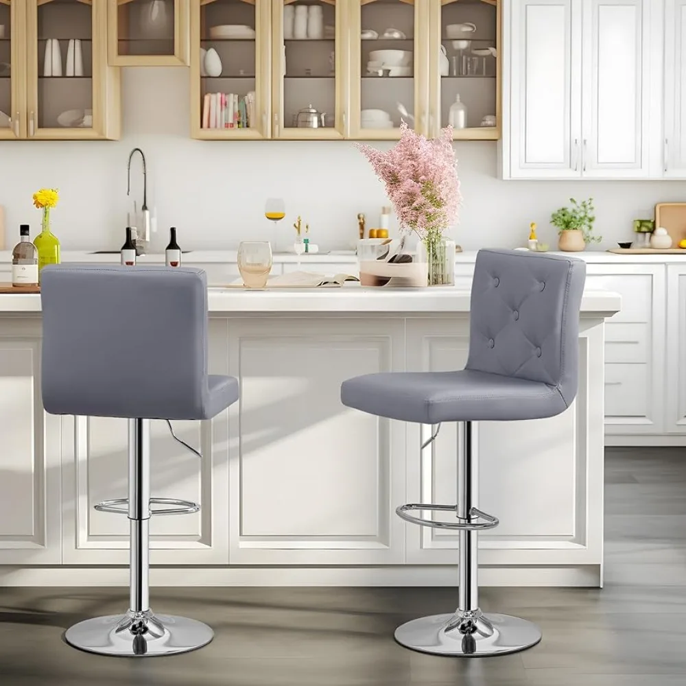 

Bar Height Stools for Kitchen Counter Restaurant Tables Adjustable Bar Stools With Back Lounge Chair Grey X-Large Size