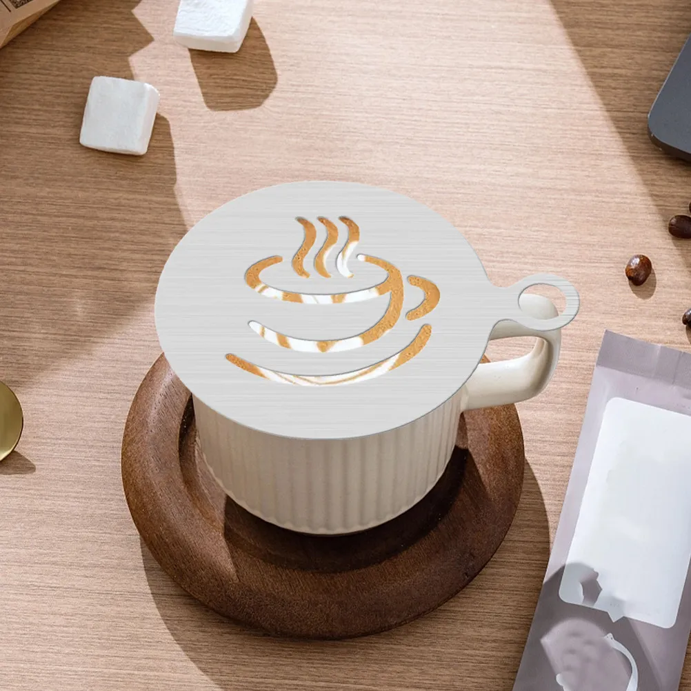 Stainless Steel Coffee Decorating Stencils Food Grade 304 Template for Latte Art Cappuccino Cake Cupcake Baking Mousse