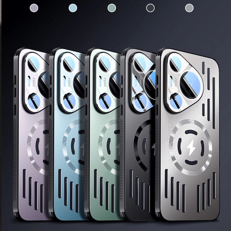 

For Huawei Pura 80 Ultra Ice Aluminum Heat Dissipation Cooling Case For HUAWEI Pura 80 Pro 70 Ultra P60 P50 Magnetic Tough Cover