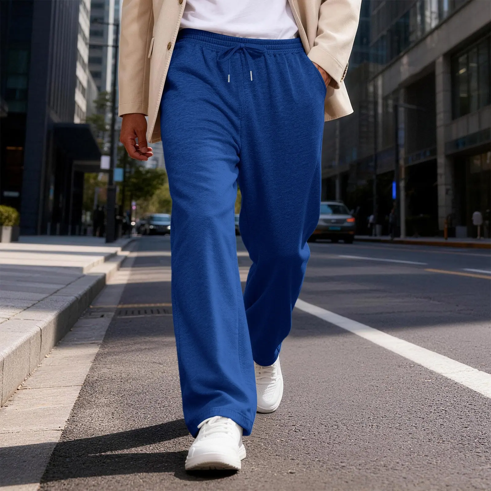

2026 Summer Men's Straight Leg Pants Elegant Solid Color Casual Trousers Loose Fashion Sports Joggers Soft Sweatpants New