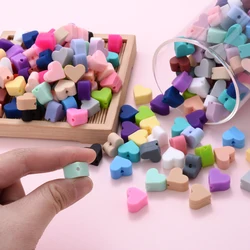 14mm 10Pcs/Lot Heart Shape Silicone Beads Baby Nursing Chewable Teething Beads Pacifier Teether DIY Necklace Accessories