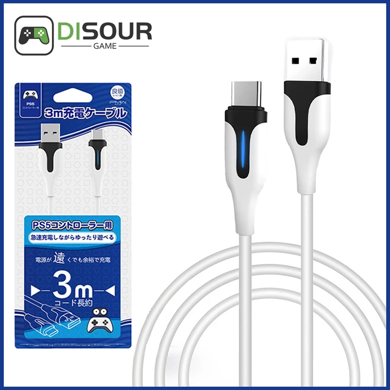 For PlayStation PS5 Controller DualSense Gamepad USB Charging Cable Type C Data Charging Cable With LED Indicator for PS5 Switch