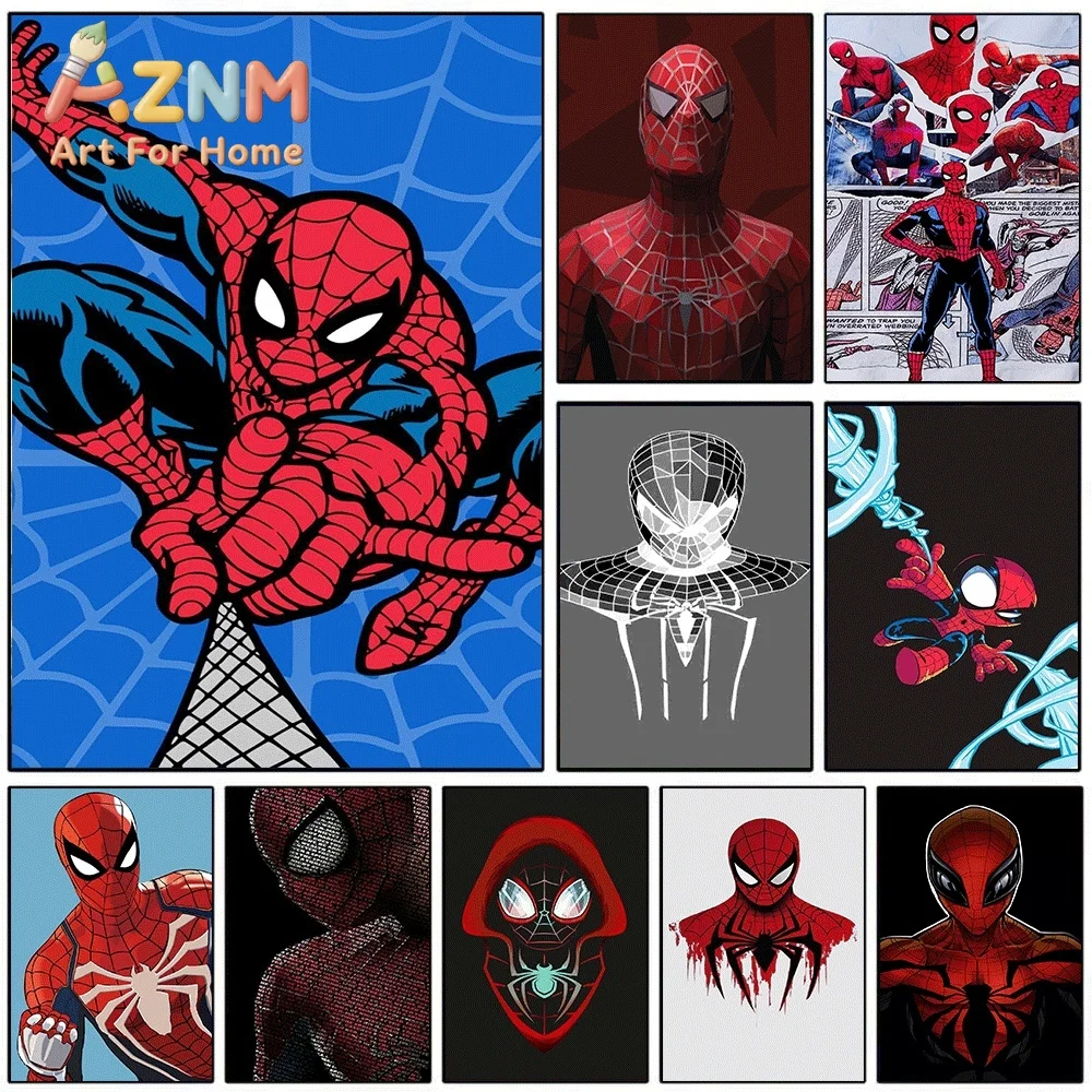 Spider Man Classic Comic Style Marvel Superhero Canvas Wall Art No Frame Poster Print Home Bedroom Living Room Decor Artwork P
