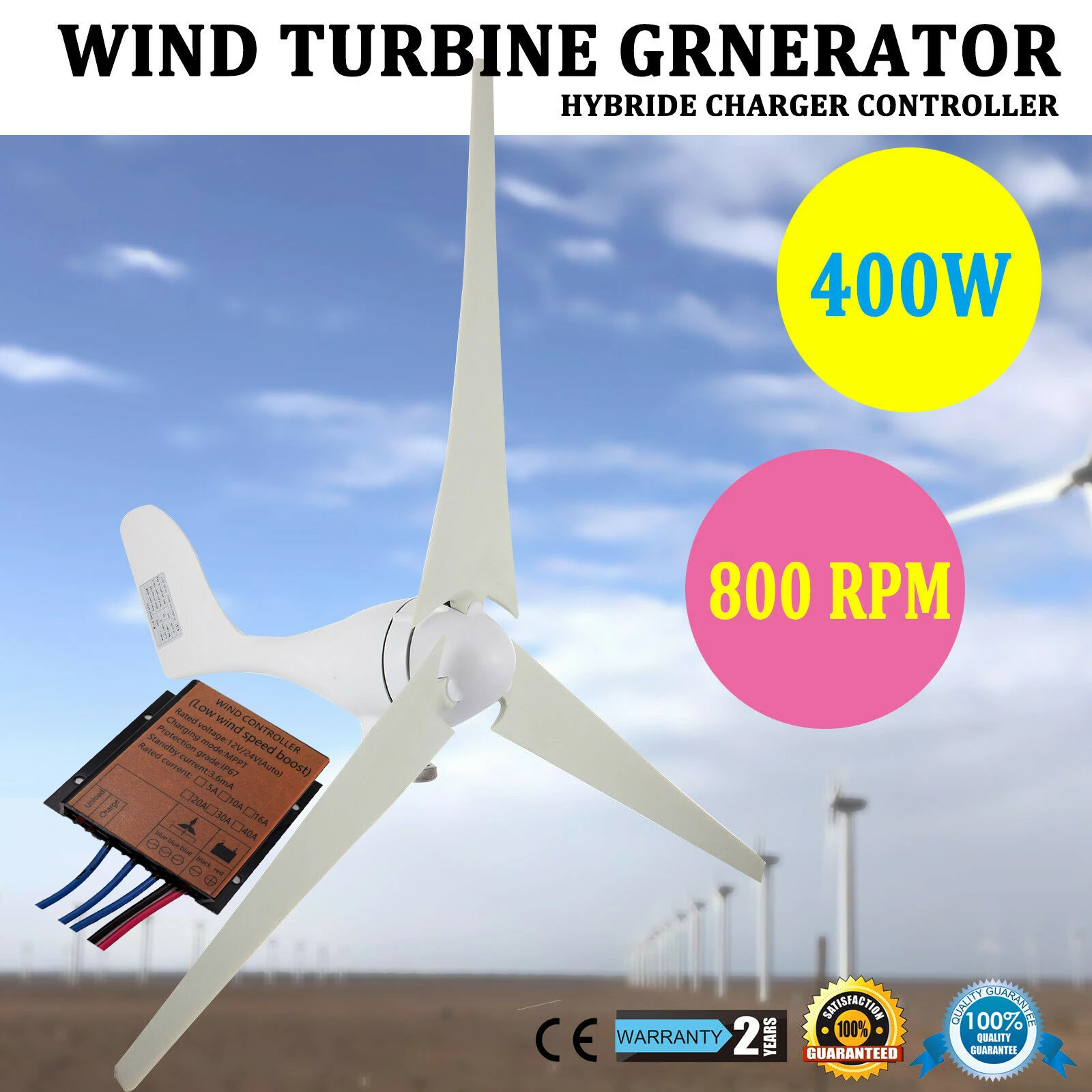 Wind Turbine MPPT Generator 300W 400W With MPPT Charge Controller 3/5 Blades Wind Generator Yacht Farm Small Generator for Home