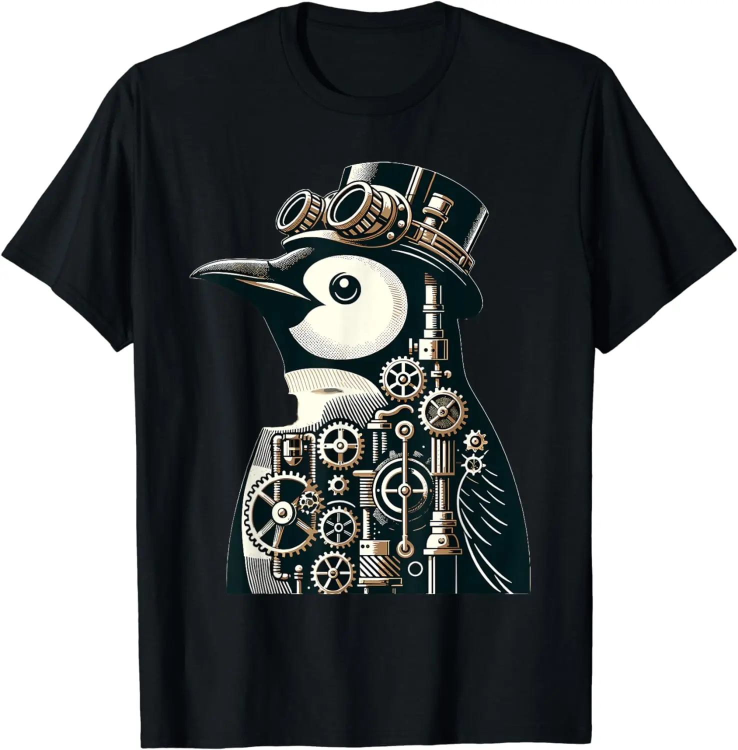 

Cool Steampunk Mechanical Penguin Lover Vintage Penguin T-Shirt for Men Women Teens All Seasons Cotton Short Sleeve Soft