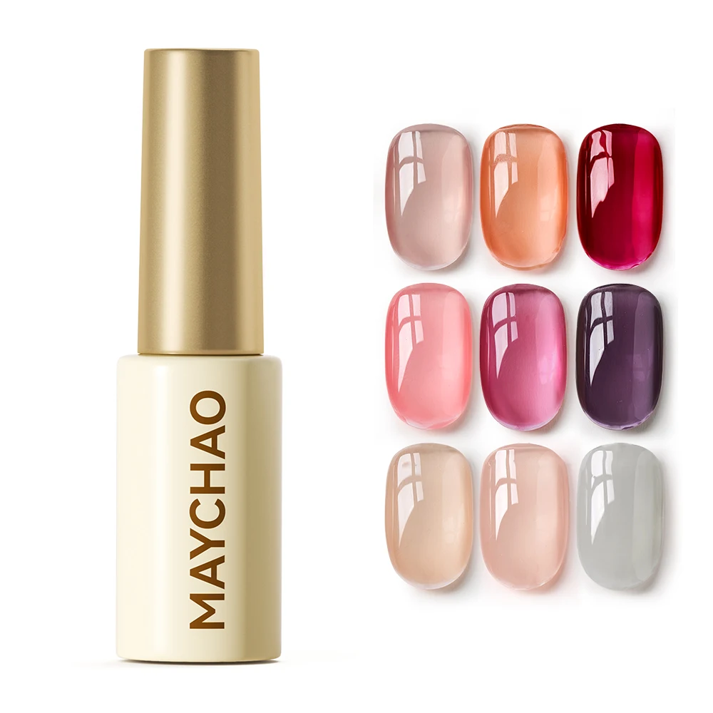 

MAYCHAO 31 Colors 5ml Jelly Gel Nail Art Varnish For Nail Semi-Transparent Nude Gel Nail Polish Semi Permanent Soak Off UV LED