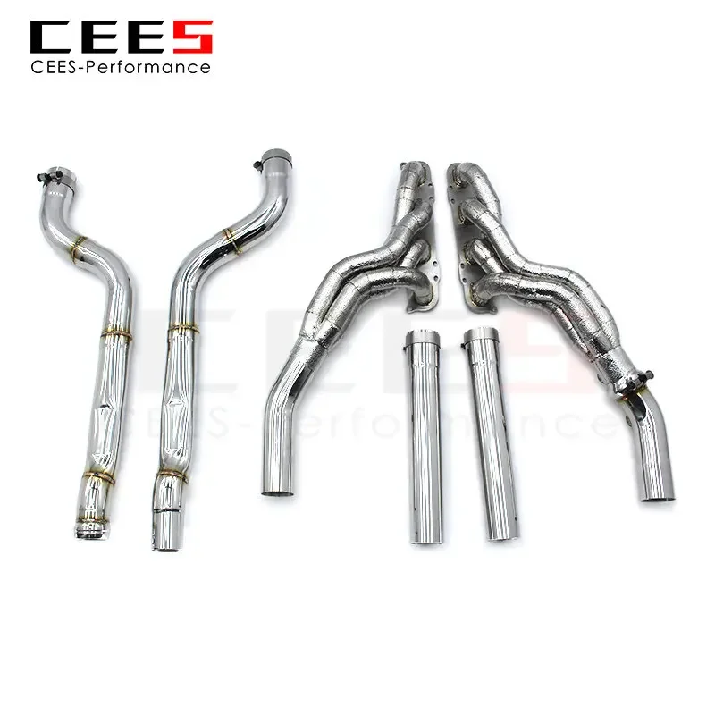 CEES Performance Exhaust Manifold for Mercedes-Benz C63 AMG W204 6.2L 2012-2015 Stainless Steel Exhaust Downpipe with Catalyst