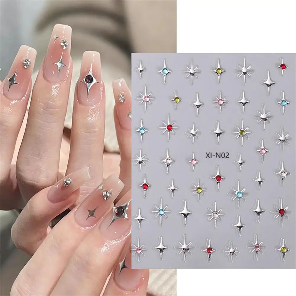 Three-dimensional Starburst Nail Art Stickers Long Lasting Shine Crystal Nail Art Stickers Unique Design Sparkling Star