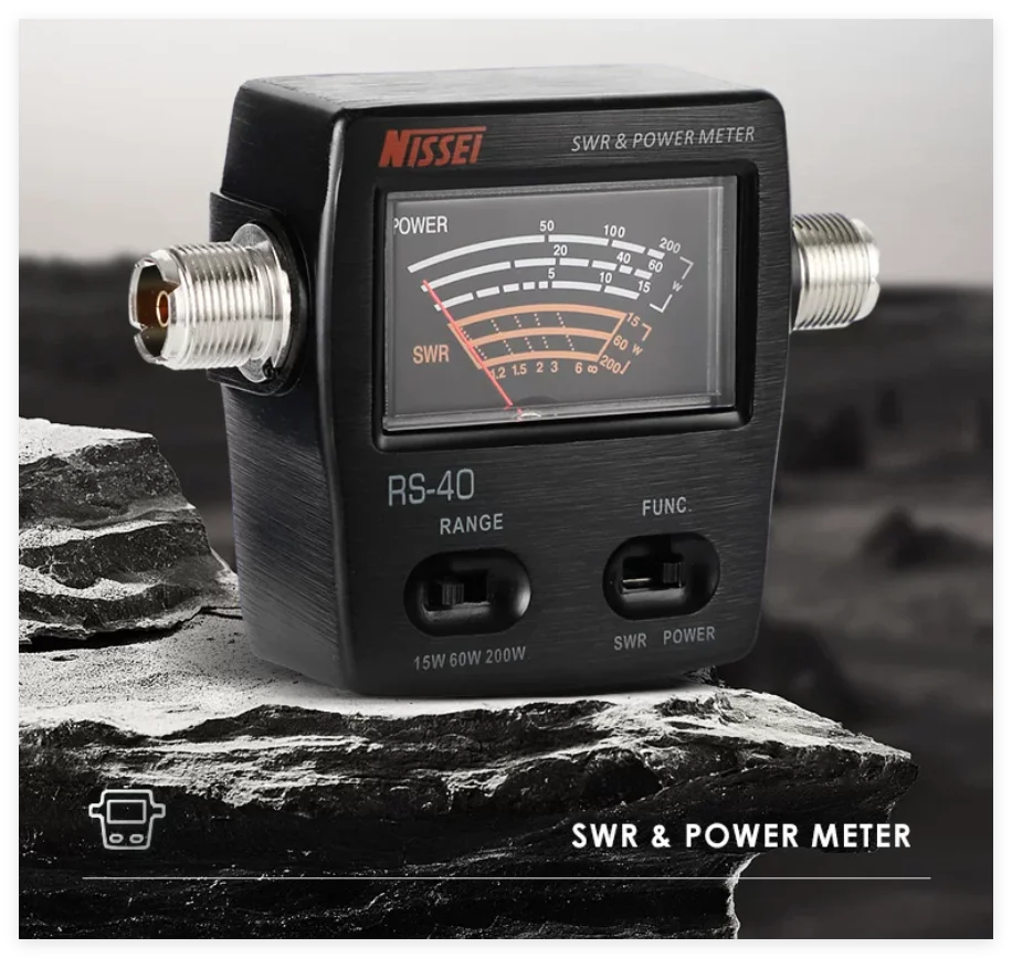 NISSEI RS40 Power SWR Meter RS-40 200W Max  Power Range Connector 144/430mHz Walkie Talkie Accessories