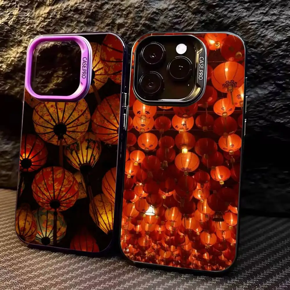 

Chinese red lantern Phone Case For iPhone17,16,15,14,13,12,11 Plus,Pro Max Colored Silver Plated Inside Cover