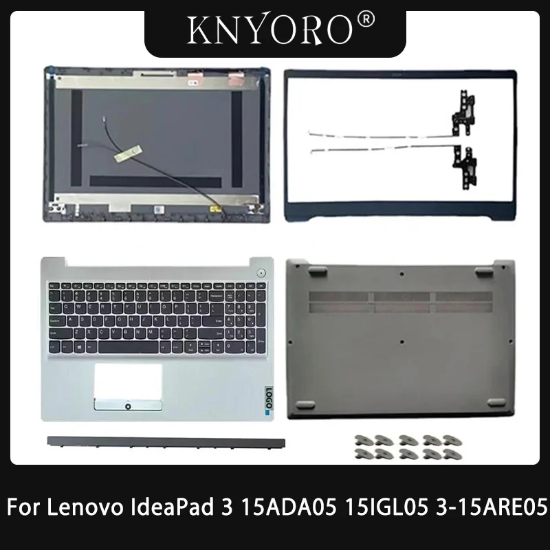 For Lenovo IdeaPad 3 15ADA05 15IGL05 3-15ARE05 15s IIL IML3-15 2020 15IIL05 LCD Back Cover Bezel Hinges Palmrest Bottom Case