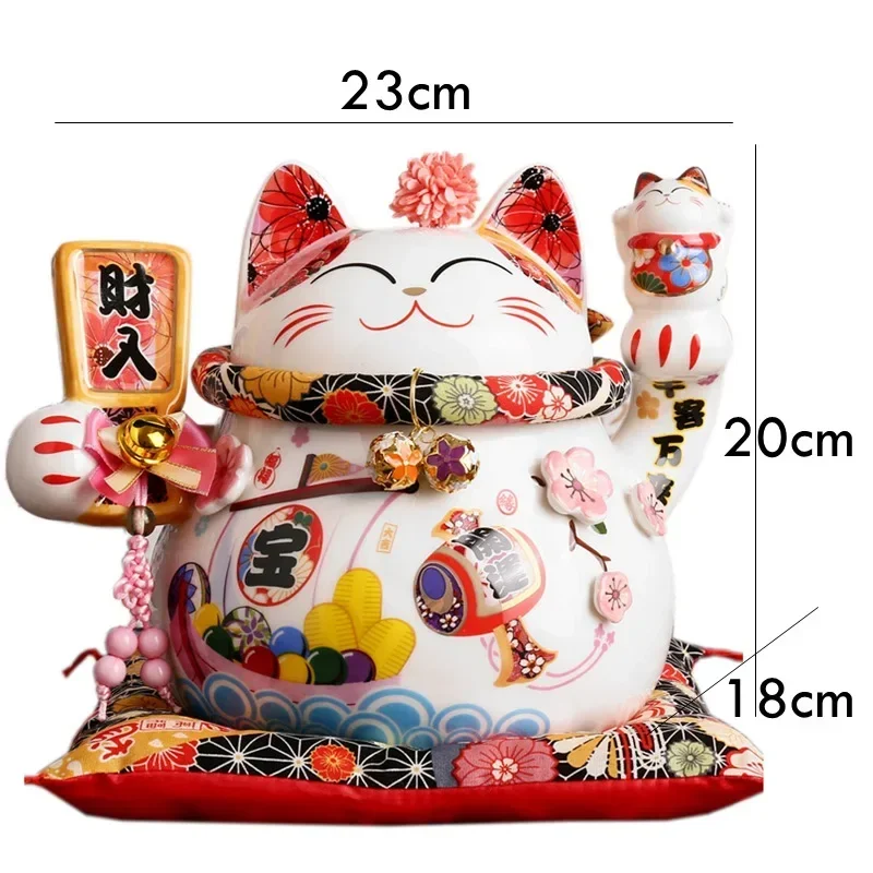 9 inch Ceramic Fortune Cat Maneki Neko Ornament Home Decoration Gift Feng Shui Lucky Cat Piggy Bank Centerpiece