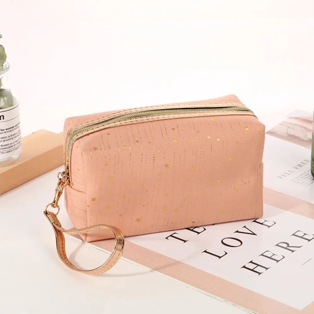 Exquisite Large Capacity Makeup Bag Gold-tinted Rainproof Cosmetic Bag Breathable Lightweight Toiletry Organizer Travel