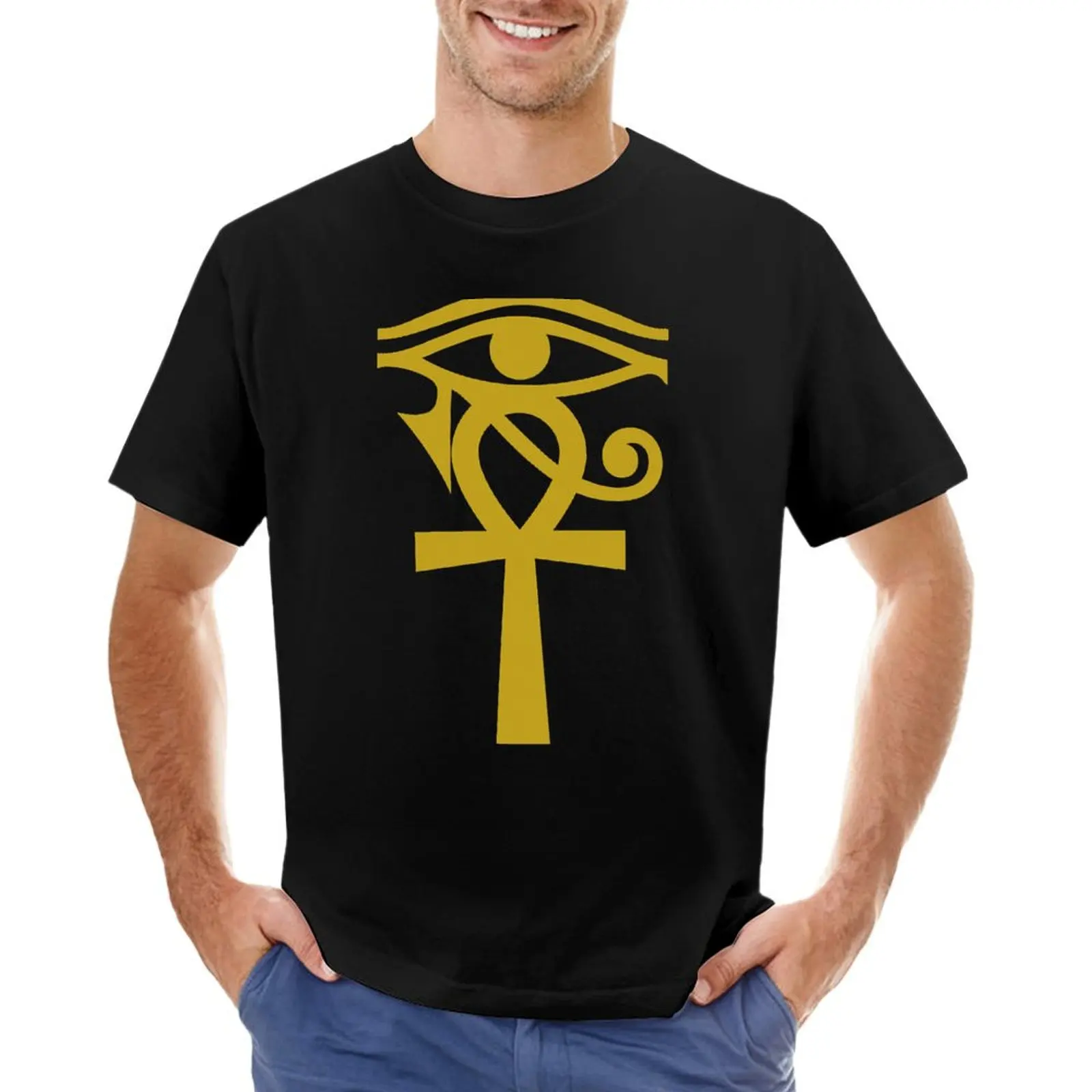 Egyptian Eye Of Horus Ankh Egypt Archaeologist T-Shirt blue archive blanks plain t shirts men