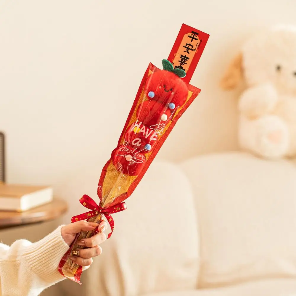 Accessoires Photo créatifs pour nouvel an, Bouquets de gourde de bonbons glacés doux et mignons, peluche Tanghulu rouge drôle