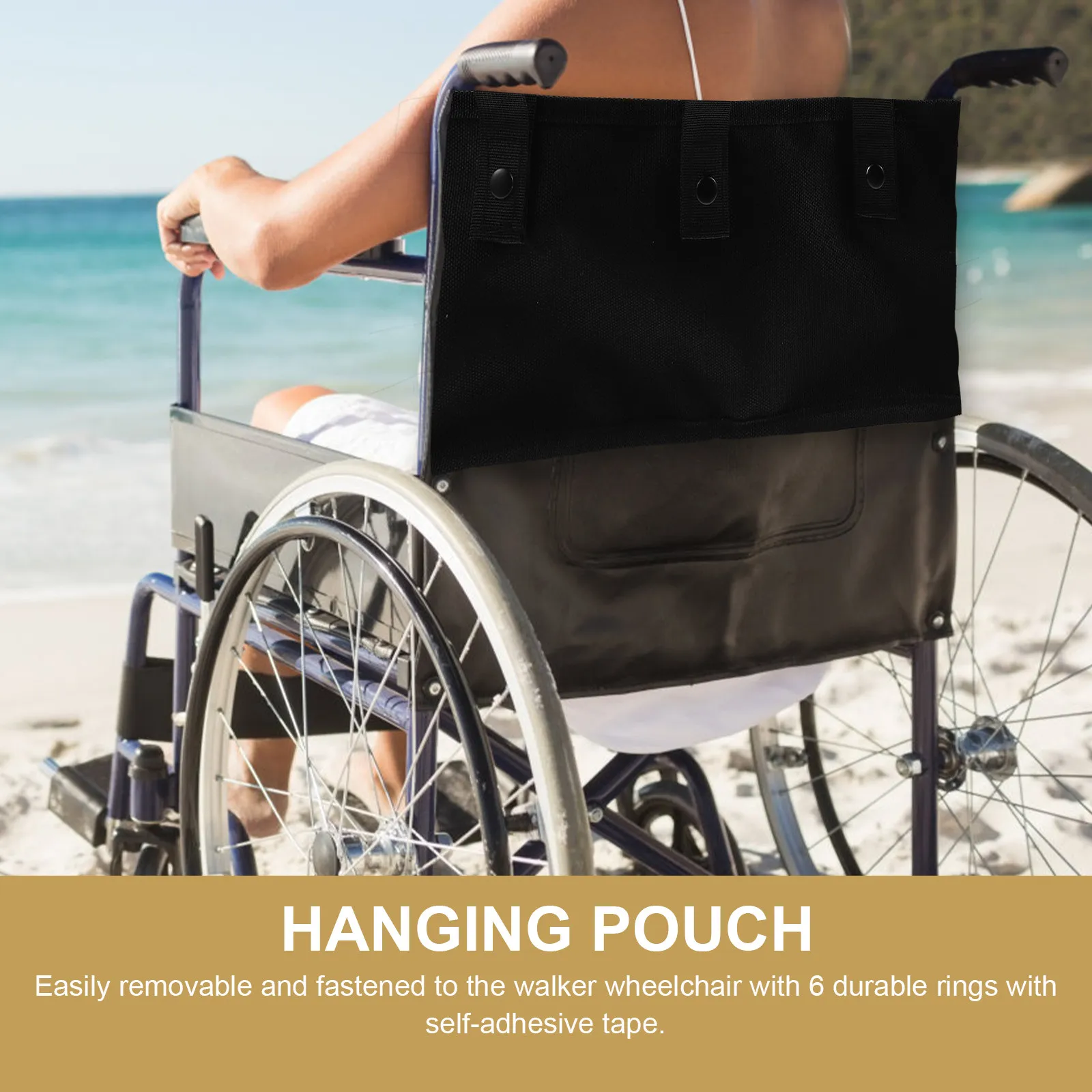 Wheelchair Storage Pouch Oxford Cloth Mesh Waterproof Lightweight Dustproof Large Capacity for Elderly Mobile Phone Pills