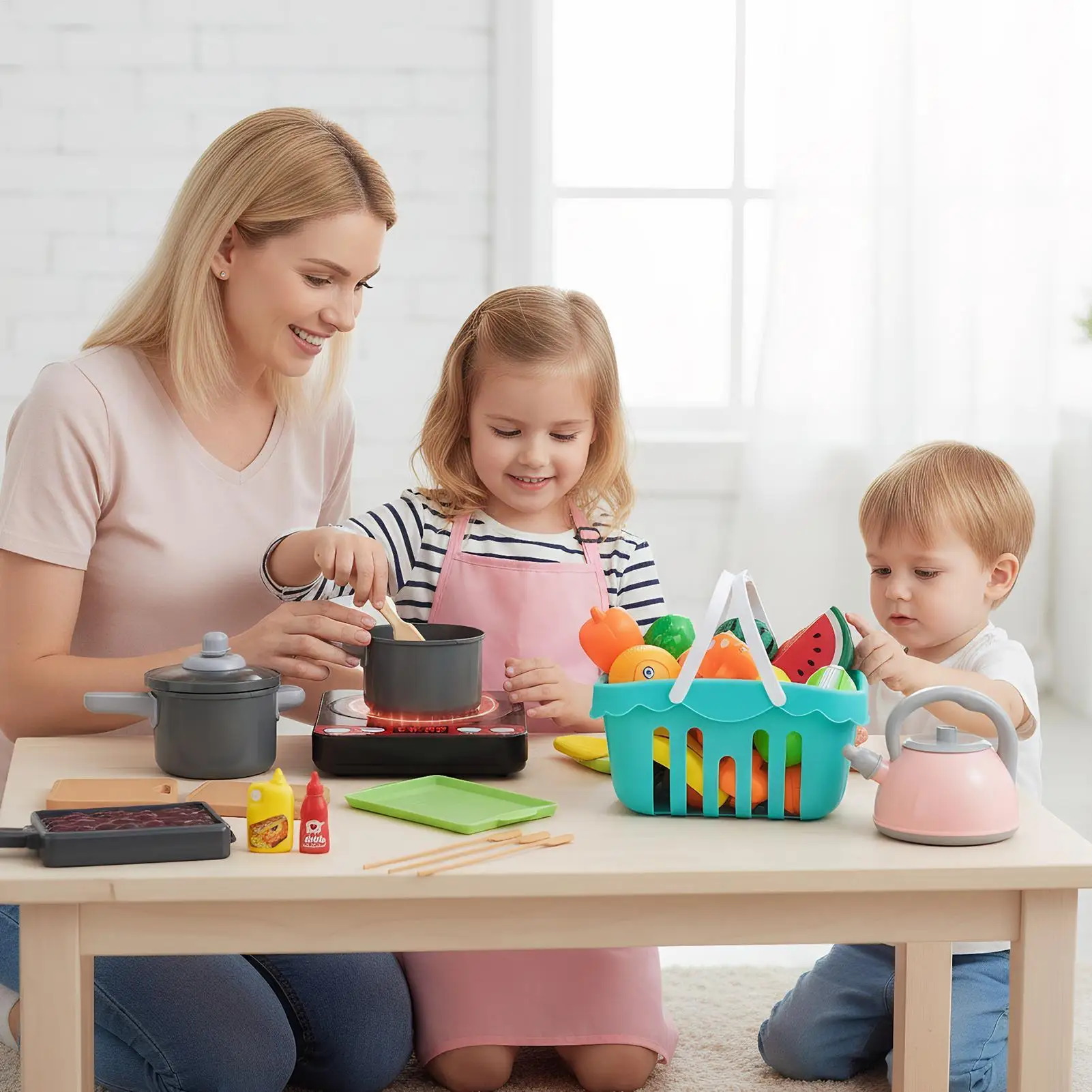 مجموعة المطبخ للأطفال 110 قطعة تجهيزات المطابخ للأطفال Playset أواني الطعام للأطفال ألعاب التظاهر للمنزل الفصول الدراسية لعب الأدوار والسفر والحفلات #3