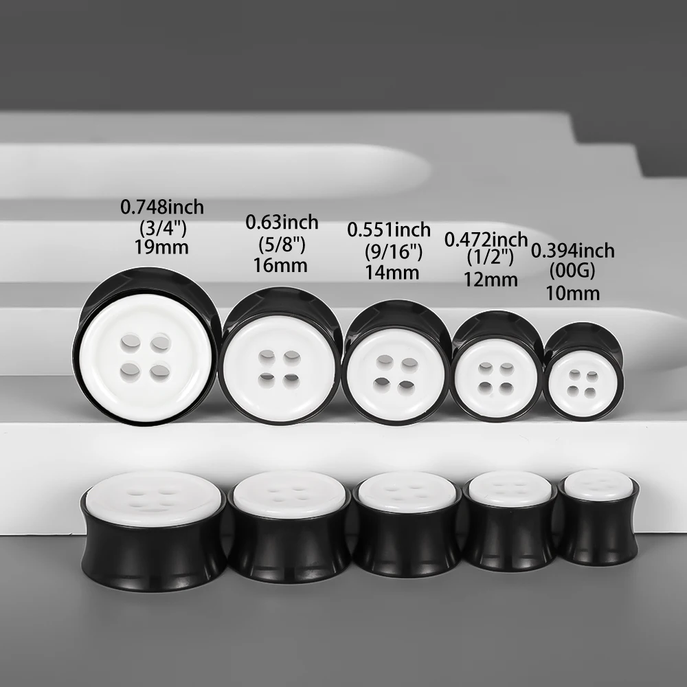 Vanku 2PCS Punk Aesthetic Button Ear Tunnels earrings, Double Flared Ear Plugs, Ear Stretchers Expander for E-Girl & Y2K Style
