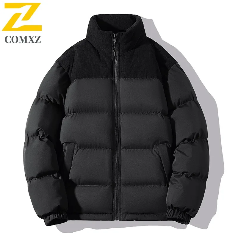 

COMXZ 2025 New Winter Same Style Thickened Thermal Stand Collar Corduroy Puffer Jacket Couple Cotton Coat Waterproof Windproof