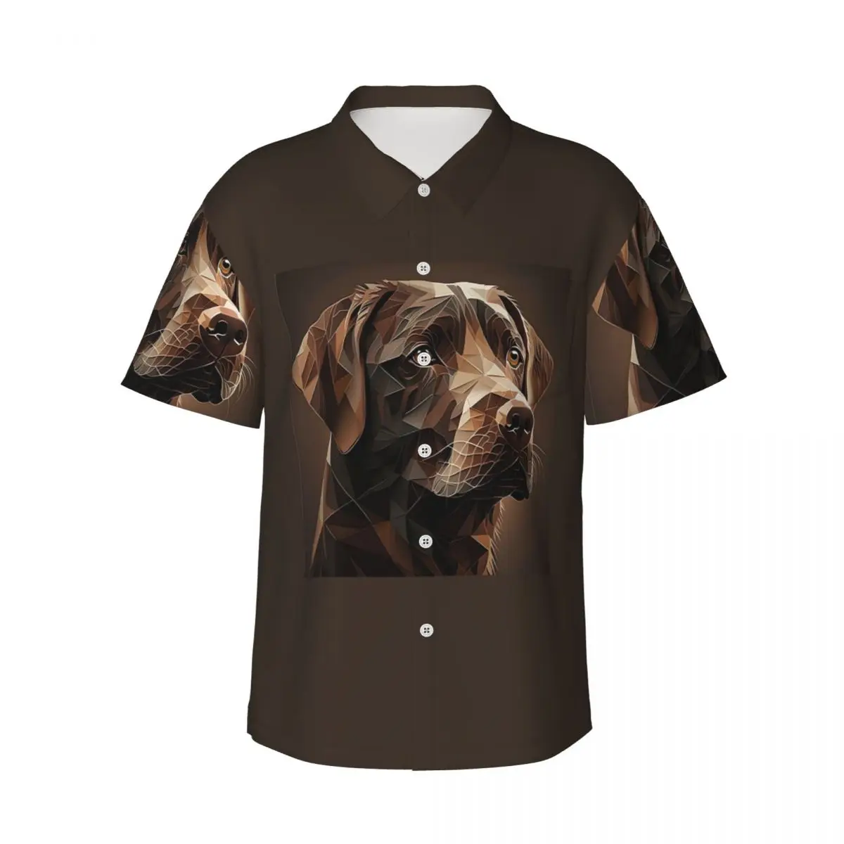Kemeja Pria Geometric Choco A Chocolate Labrador Artwork Kemeja Hawaii Lengan Pendek Atasan Kancing Lucu untuk Pantai Musim Panas