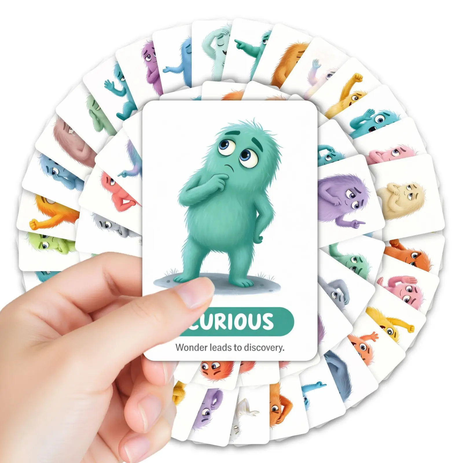 54Pcs Adorable Monster Feelings Flash Cards Full English Social Skills Emotional Management Educational Cards