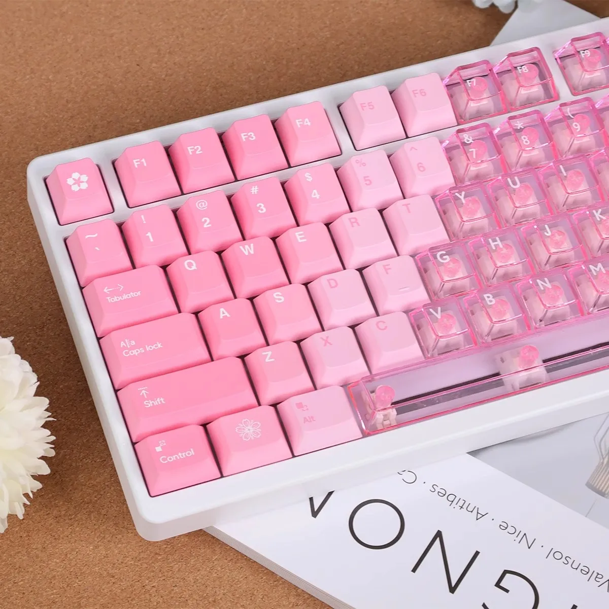 GMK Linda montanha de neve rosa Keycaps PBT Dye Subbed Key Caps Cherry Profile Keycap com 2.25U 2.75U 3U 7U Barra de espaço ISO Enter