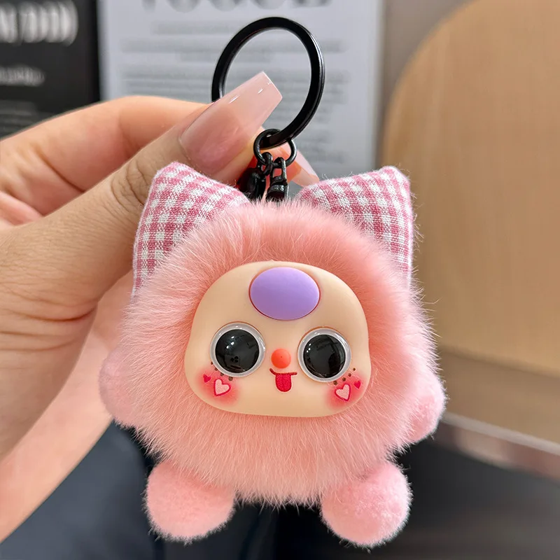 Imitation Otter Rabbit Hair Bow Small Coal Ball Car Keychain Pendant Exquisite Doll Cartoon Doll Book Bag Pendant Birthday Gift