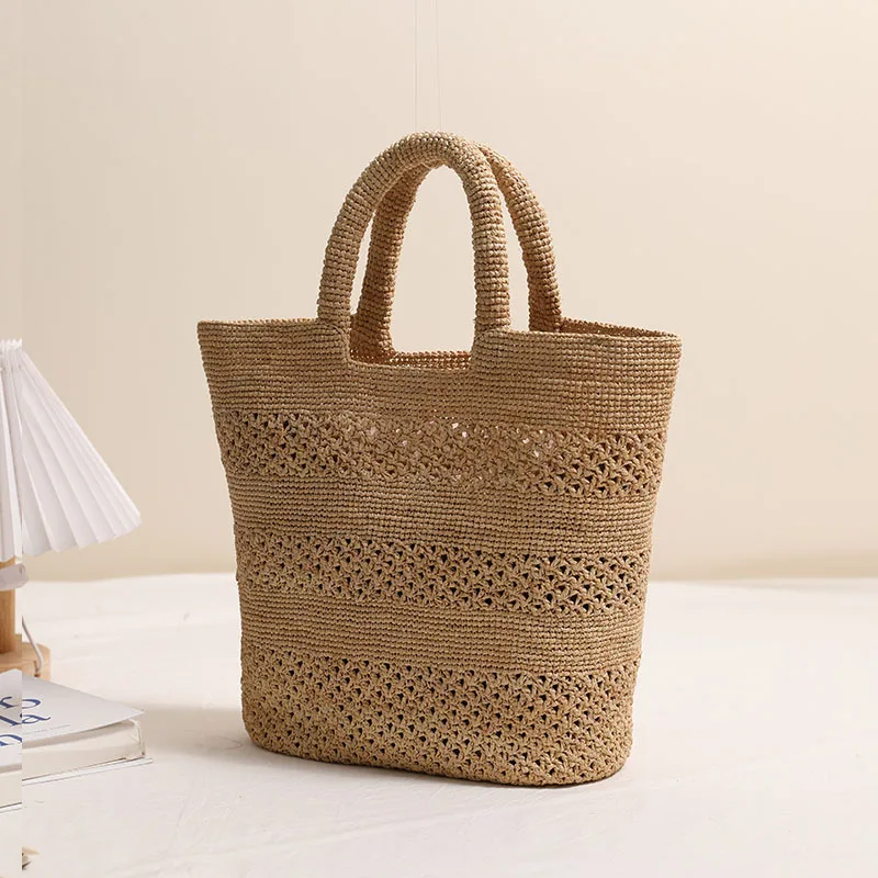 

Bucket Bag Handmade Hollow Woven Bags Handbags and Purses Travel Straw Shoulder Bag Shopper Summer Raffia Beach Bags for Women