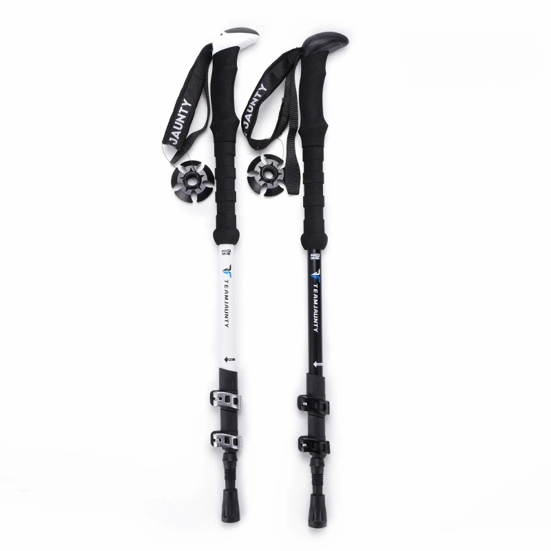 Outdoor Hiking Pole New 7075T6 Aluminum Alloy Trekking Pole Alloy Three-section External Lock Nordic Cane