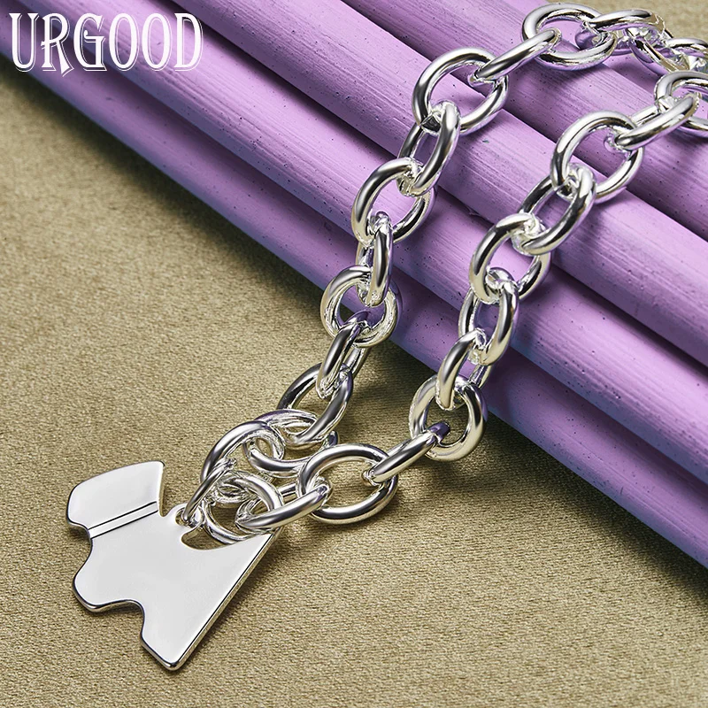 925 Sterling Silver Shiny Smooth Puppy Necklace 18 Inch For Women Party Engagement Wedding Fashion Jewelry