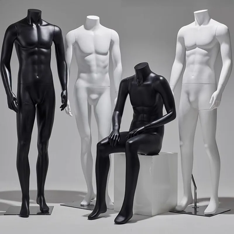

Prop man full body display stand black and white headless window dummy