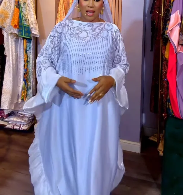 

White African Clothing Traditional Boubou Africain Femme Turkey Dresses African Dresses for Woman Muslim Robe Africaine Diamond