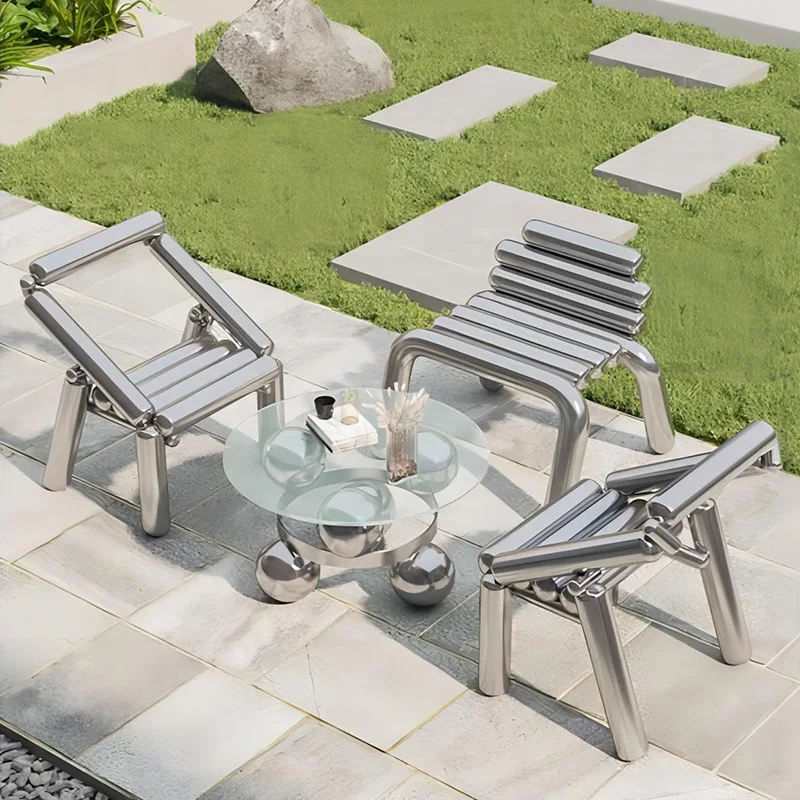Stainless steel chair light luxury creative simple stool small apartment coffee table leisure chair movable