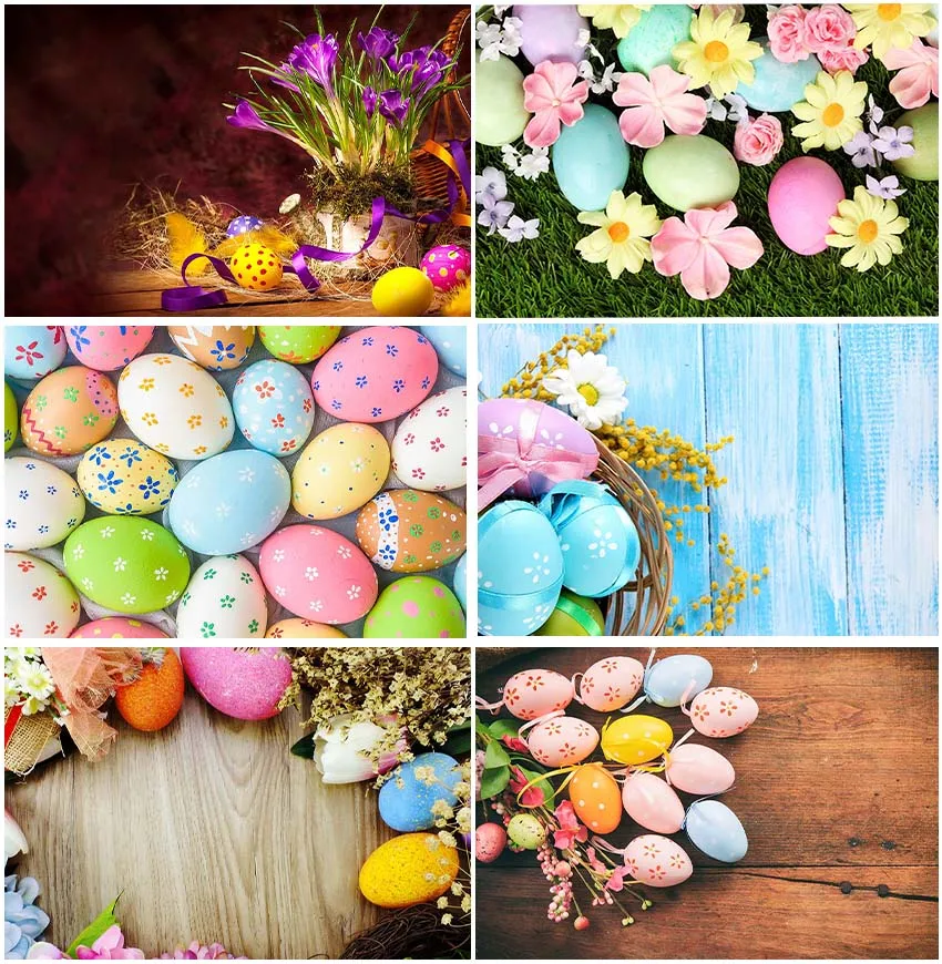 

Photography Backdrops For Happy Easter Wooden Boards Colorful Eggs Flowers Baby Shower Backgrounds Photocall Banner Spring Decor