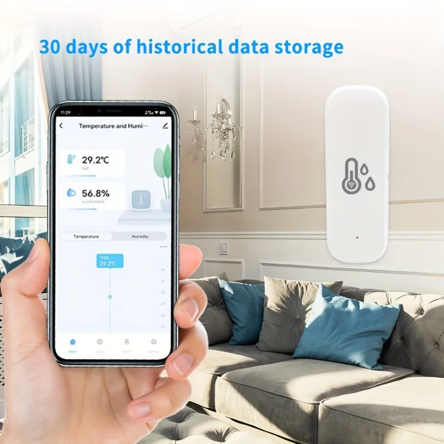 WiFi Temperature And Humidity Sensor Tuya Smart Home Smart Life App Remote Monitoring Work With Alexa Google Assistant