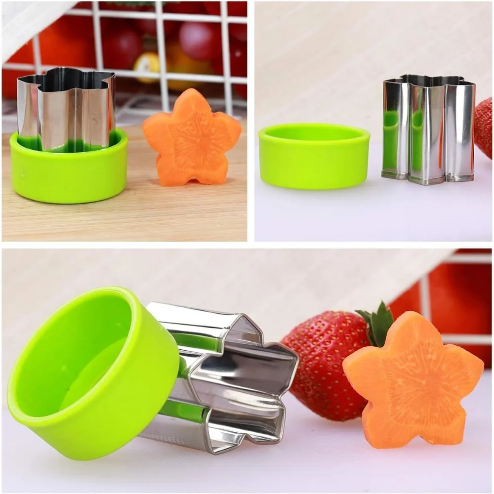 Star Heart Shape Vegetables Cutter Plastic Handle 3Pcs Portable Cook Tools Stainless Steel Fruit Cutting Die Kitchen Gadgets