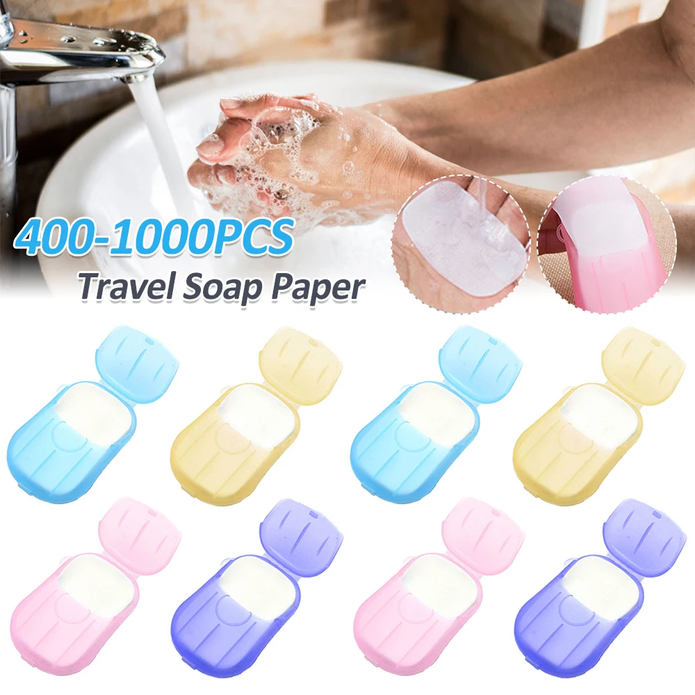 

400-1000 шт. одноразовые дорожные листы мыльной бумаги, ароматическая пенящаяся мыльная бумага с коробкой, ломтики мыла для ванной комнаты для кемпинга на открытом воздухе