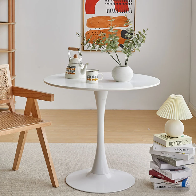 

Nordic Living Room Simple Tulip Small Round Dining Table Balcony Leisure Coffee Table Minimalist Side Table MDF Home Furniture