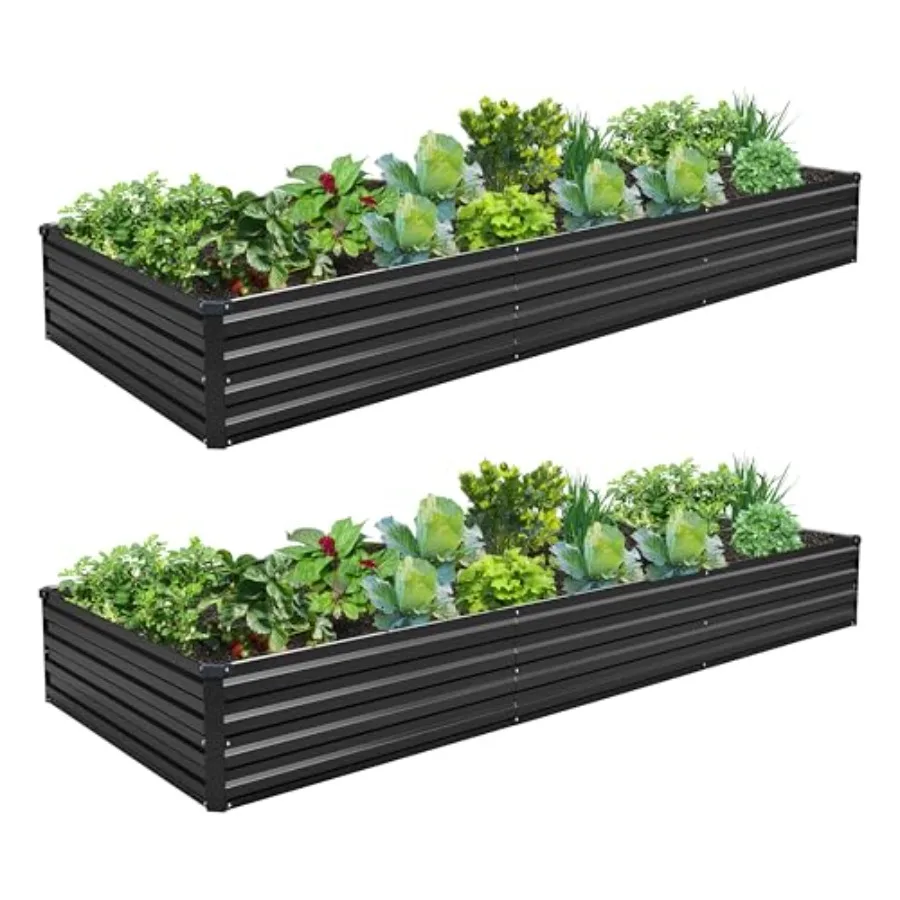 

10×3×1FT 2PCS Galvanized Raised Garden Bed Kit Metal Planter Boxes, Large Outdoor Planters Garden for Planting Vegetables, Flow