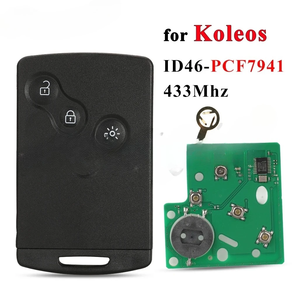 

Car Remote Control Key For Renault Koleos 2008-2016 ID46 PCF7941 433Mhz ASK Non-Hands Free Keyless Card