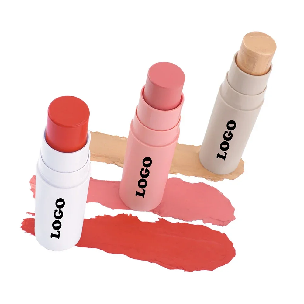 Private Label Blush Stick Custom Logo Single-head Multi-color Waterproof Long-lasting High-gloss Brightening Bulk Pigment Makeup