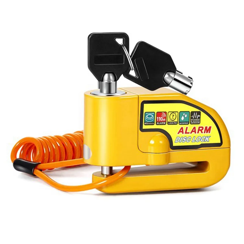 

A64P-Motorcycle Disc Brake Lock Motorcycle Bike Scooter Security Lock Waterproof Alarm Sound With Reminder Cable Parts