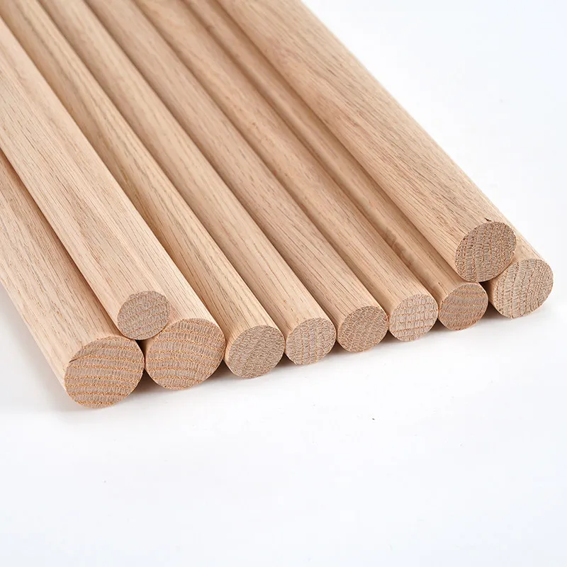 1-20Pcs Red Oak Round Rod Solid Wooden Round Stick Clothes Hanger Rod Body Shaping Bar 6mm to 40mm Diameter 200 to 500mm Length