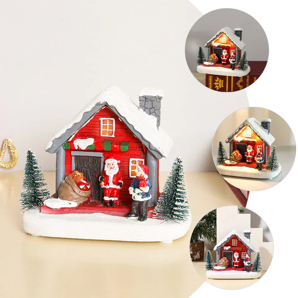 

Christmas Lighted House Resin Luminous Village Miniature Table Centerpiece Decor For Holiday Party Home Xmas Decoration Festive