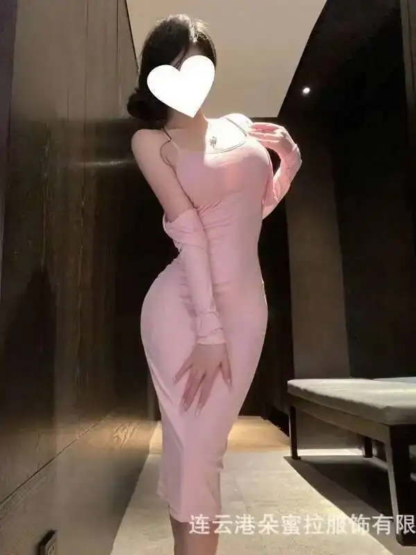 Seksowna, delikatna domownica, sukienka bodycon z głębokim dekoltem i wycięciami, elegancka, seksowna, w stylu czystej pożądania, gorące, seksowne koreańskie topy damskie BFI8