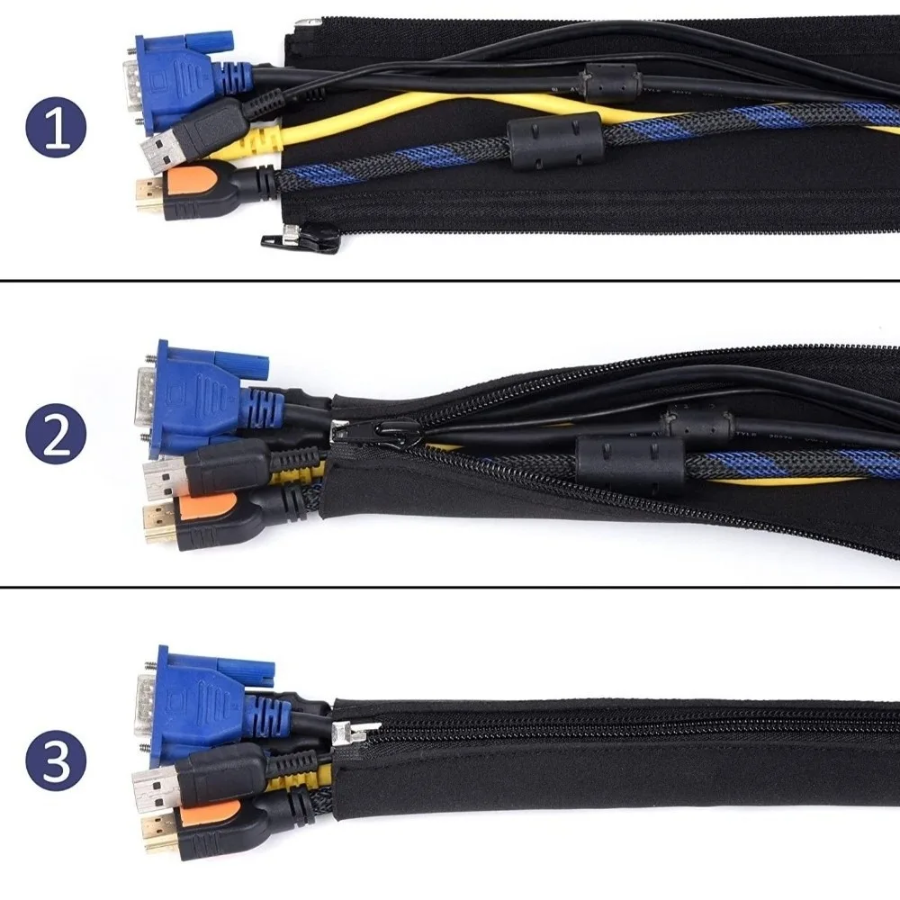 

Data Cable 50cm Cable Wrapper Neoprene Zipper Cable Storage Cover Nylon Tube Wire Protector Computer Cable Management