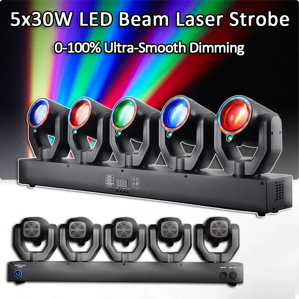 

5x30W Spot Beam Moving Head Light LED 4IN1 RGBW Effect Strobe Stage Light DMX Sound Activated DJ Disco Bar Party Light