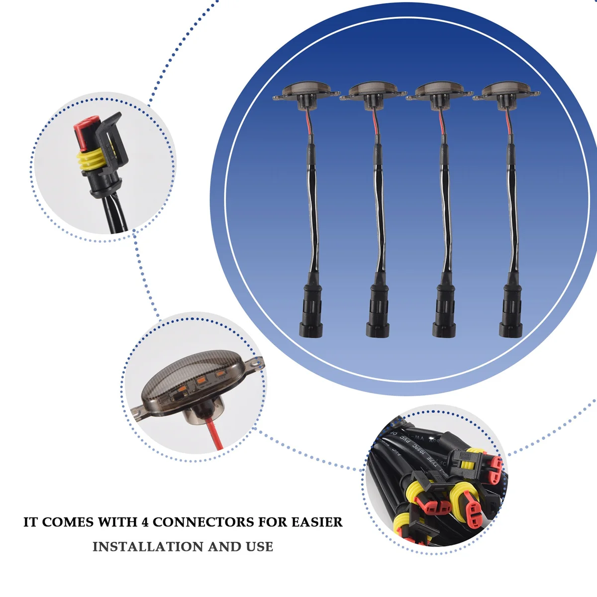 Feux de circulation de calandre avant à LED ambre, lentille fumée, style 4X, 2009-2018